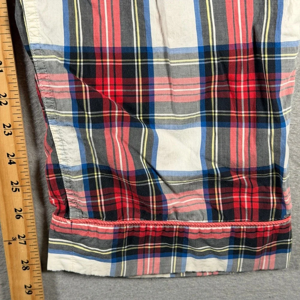 J.Crew Mens Plaid Pajama Pants Red Blue White Cotton Drawstring Size M